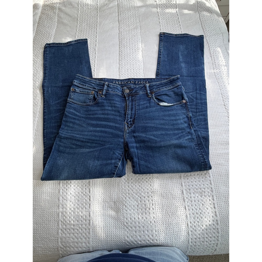 American Eagle Mens Airflex+ Original Bootcut Jeans Dark Wash 34x34